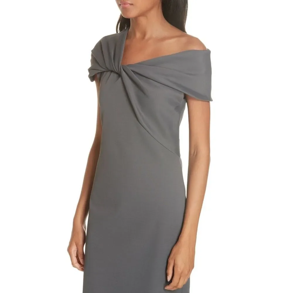 Helmet Lang Gray Twist Neck Ribbed Dress Large NWT - Picture 8 of 13